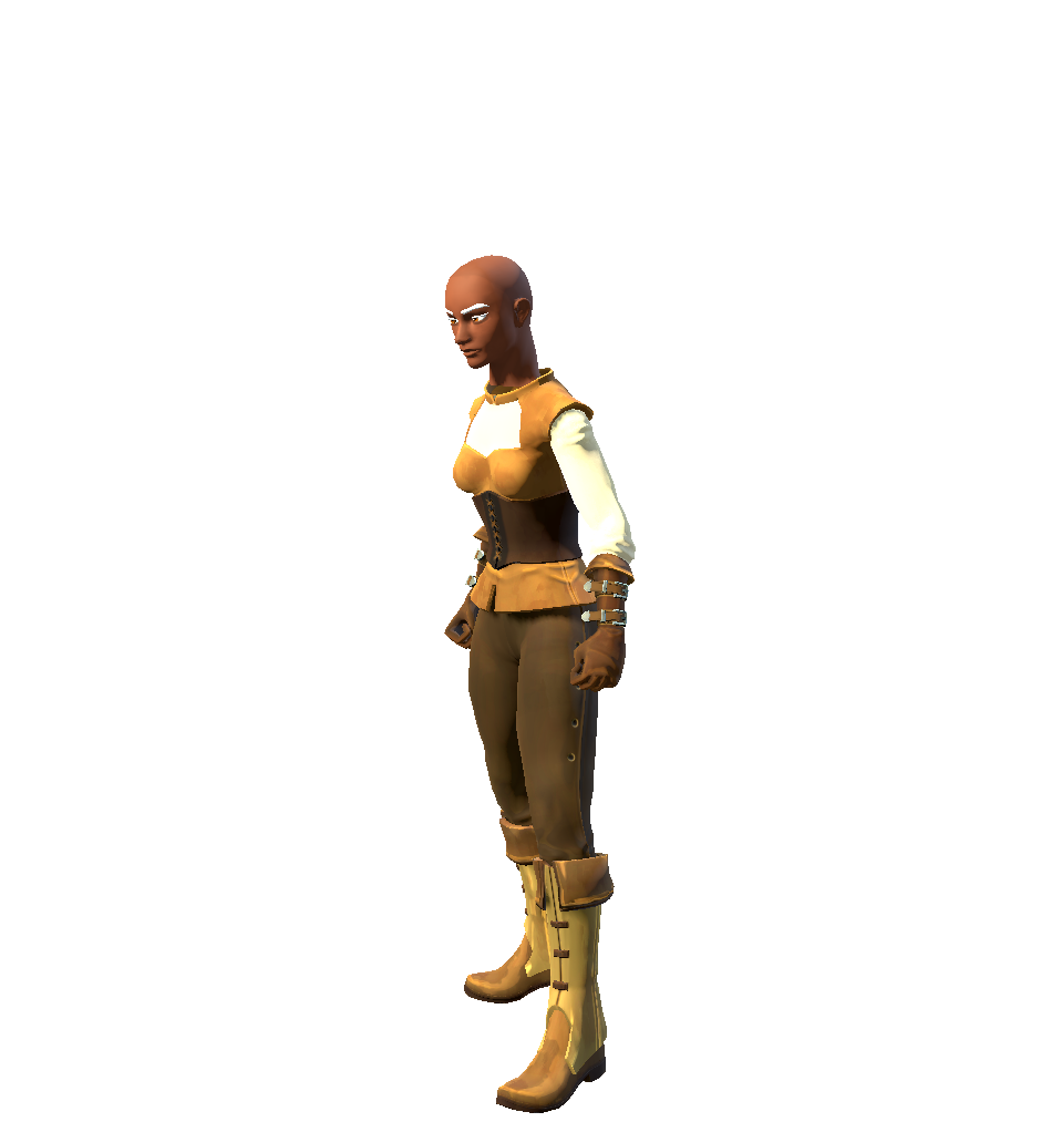 Pre-alpha female village character model in simple medieval clothing