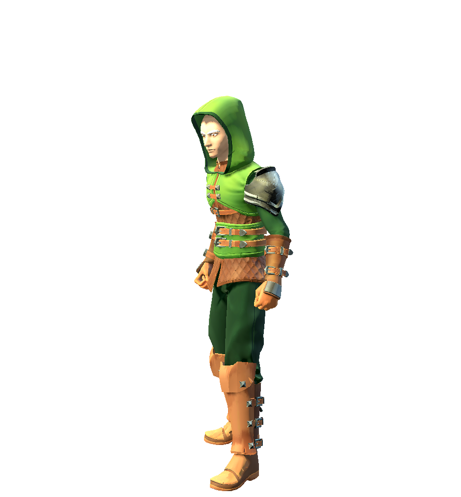 Pre-alpha male elf ranger model carrying a bow and wearing woodland equipment