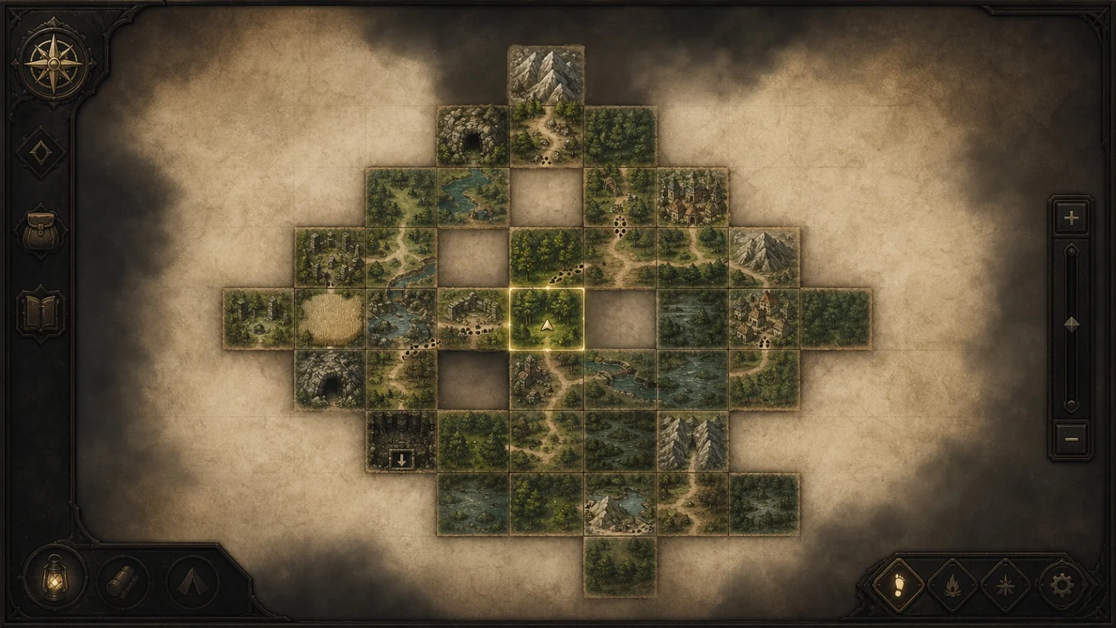Pre-alpha concept of a map assembled from connected wilderness locations